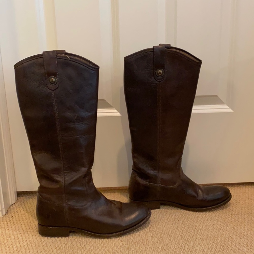 Frye Dark Brown Leather Knee-High Riding Boots